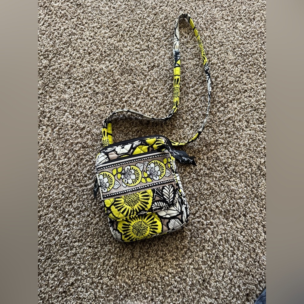 Vera Bradley Yellow and Black Floral Crossbody Bag